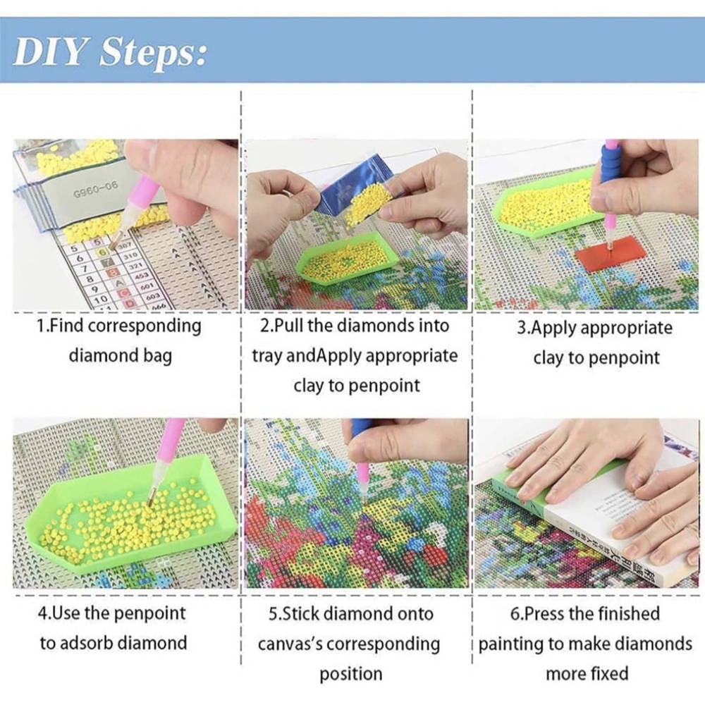 Blue Gnome Moon Butterfly Love Hearts 5D Diamond Painting Kit New - Picture 7 of 7